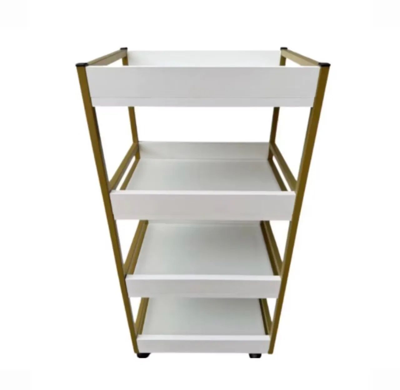 Carrinho auxiliar industrial branco e dourado