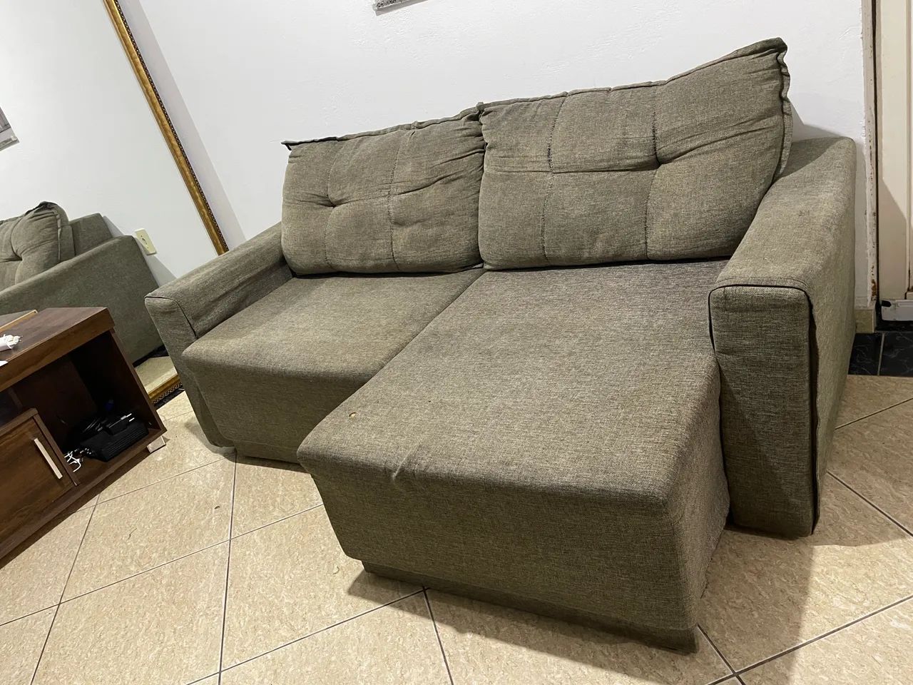 Sofá Retrátil 2 Lugares 1,80m - Tecido Linho/Rústico Cinza / Fendi