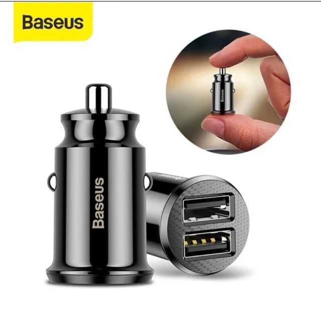 Carregador Veicular Baseus Mini Turbo USB duplo 