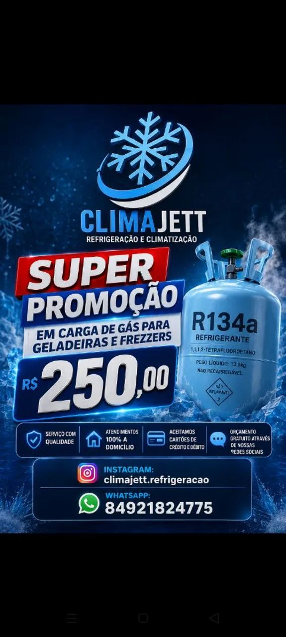Gás geladeira e frezzer 