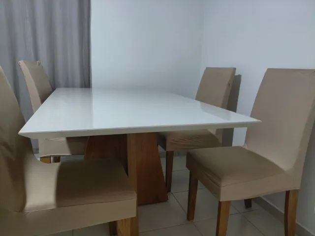 Mesa 4 cadeiras tampa de vidro - Foto 4