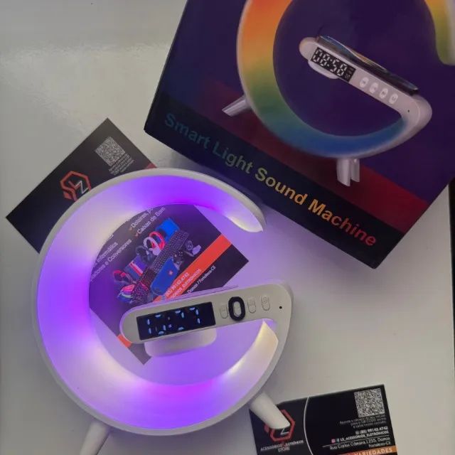 Caixa de Som com Luz Led, Relógio e Alarme - Bluetooth - Foto 3