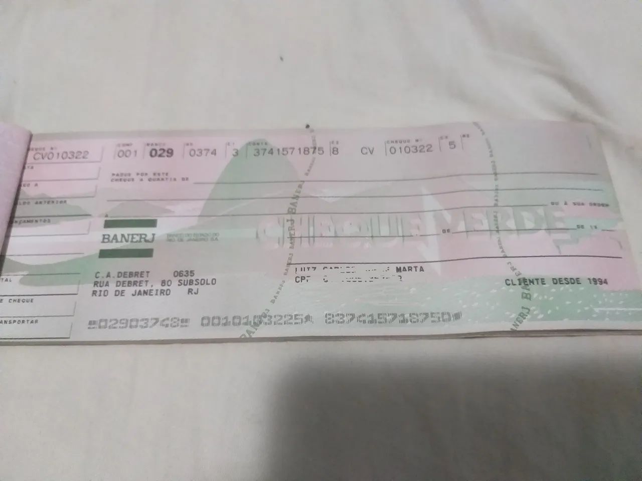ANTIGO TALAO DE CHEQUES NUNCA USADO BANCO BANERJ/RJ GESTAO GOVERNADOR MARCELLO ALENCAR  - Foto 2