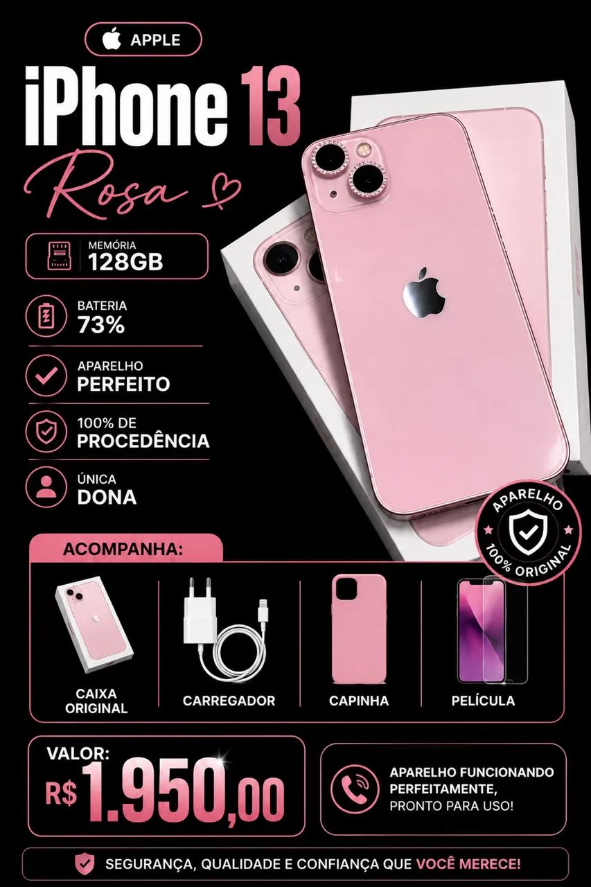 iPhone 13 rose zerado - Foto 3