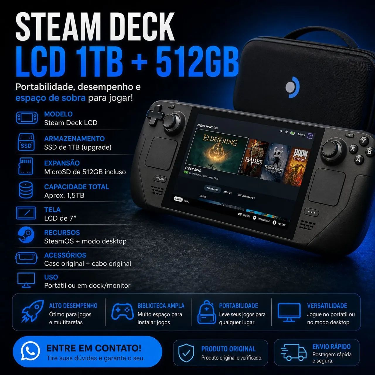 Steam Deck LCD com SSD 1TB + MicroSD 128GB | 1,1TB Total - Foto 5