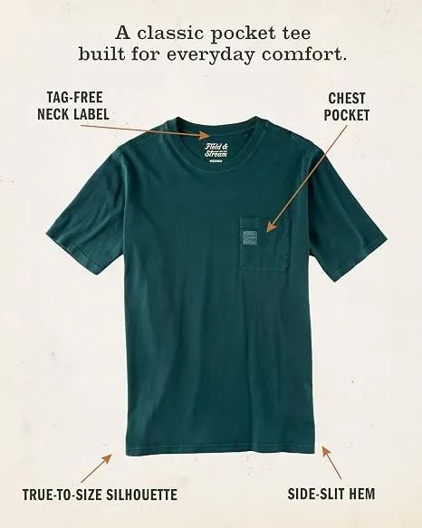 Camiseta Field & Stream com bolso frontal 100% algodão - Foto 5