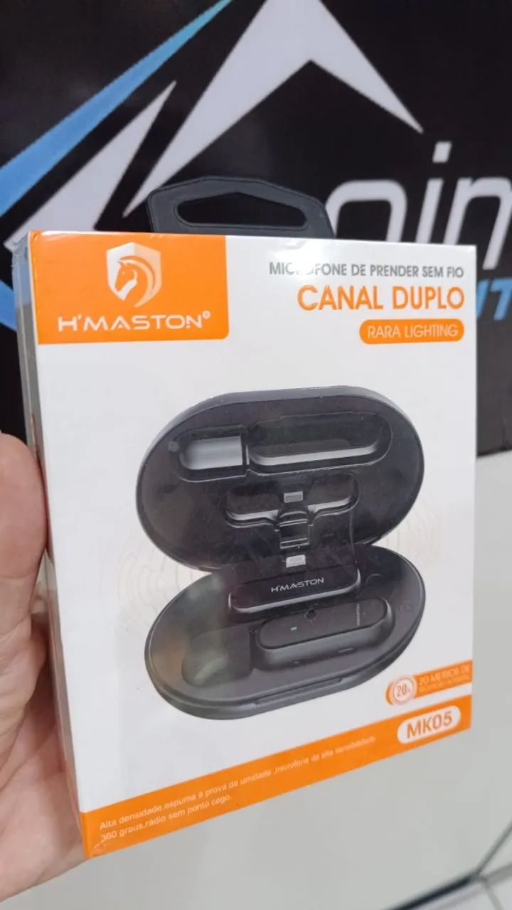 Microfone Lapela Para Celular Sem Fio Lightning Hmaston Mk05 com Caixa Carregador Coimbra