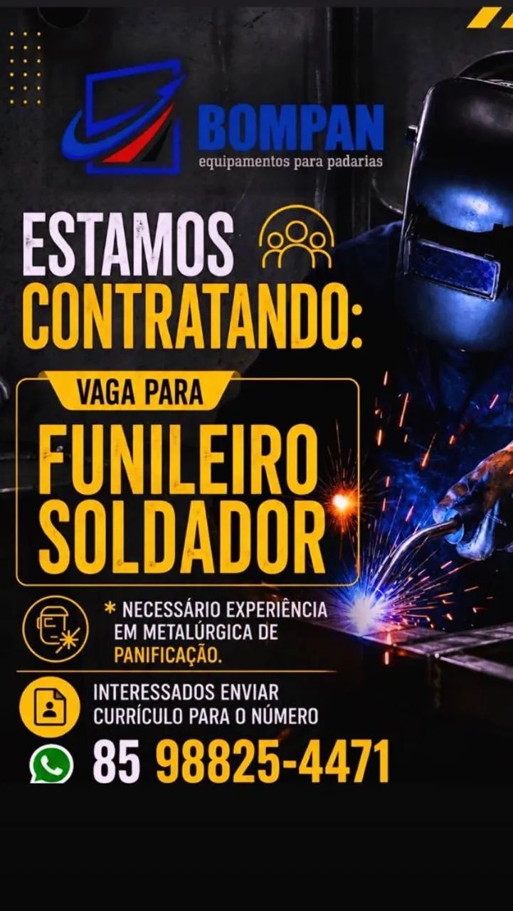 Precisamos de soldador e funileiro 