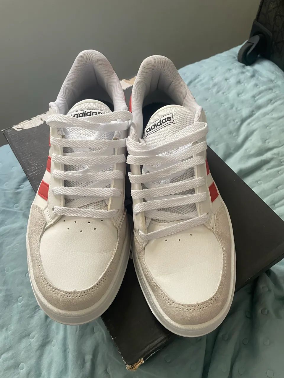 Adidas Breaknet - Branco com Listras Vermelhas  - Foto 2