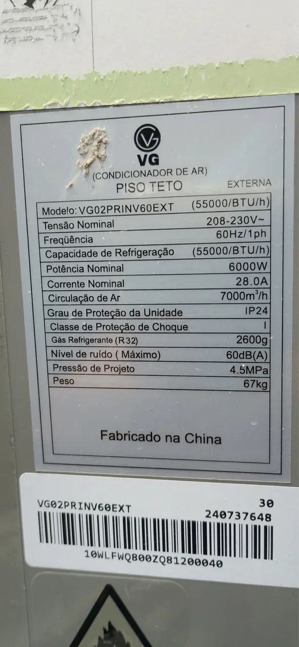Evaporadora 60 mil btus VG