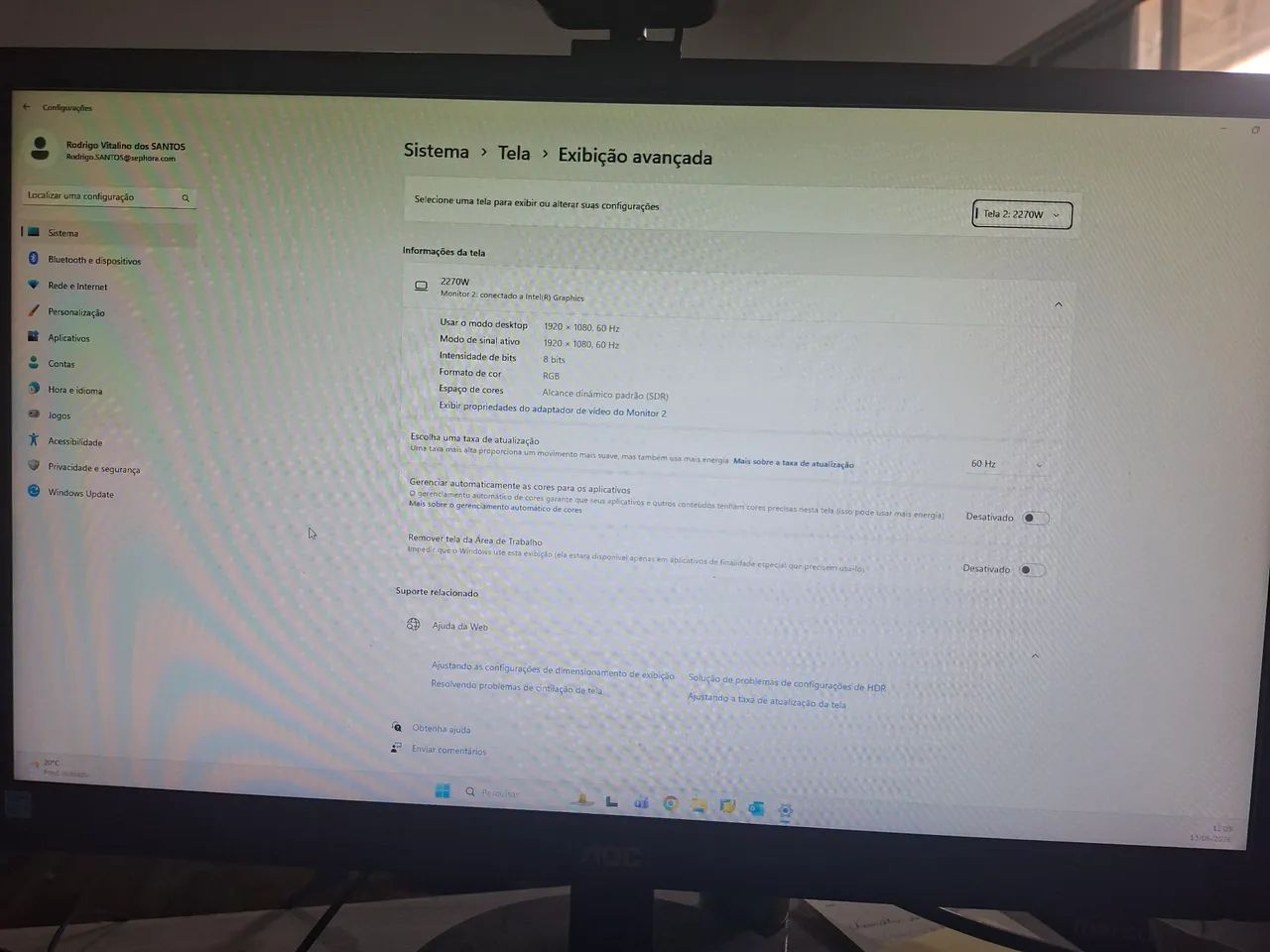 Monitor AOC 21,5" E2270SWN Full HD - Excelente Estado - Foto 3