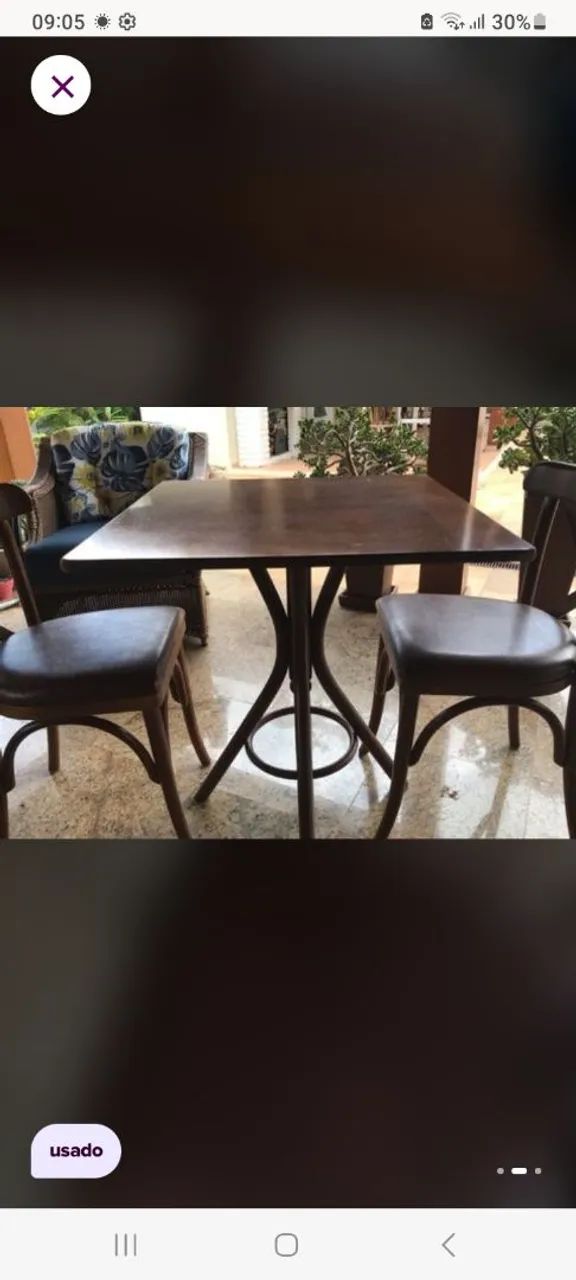 Jogo de mesa com 4 cadeiras em madeira THONART