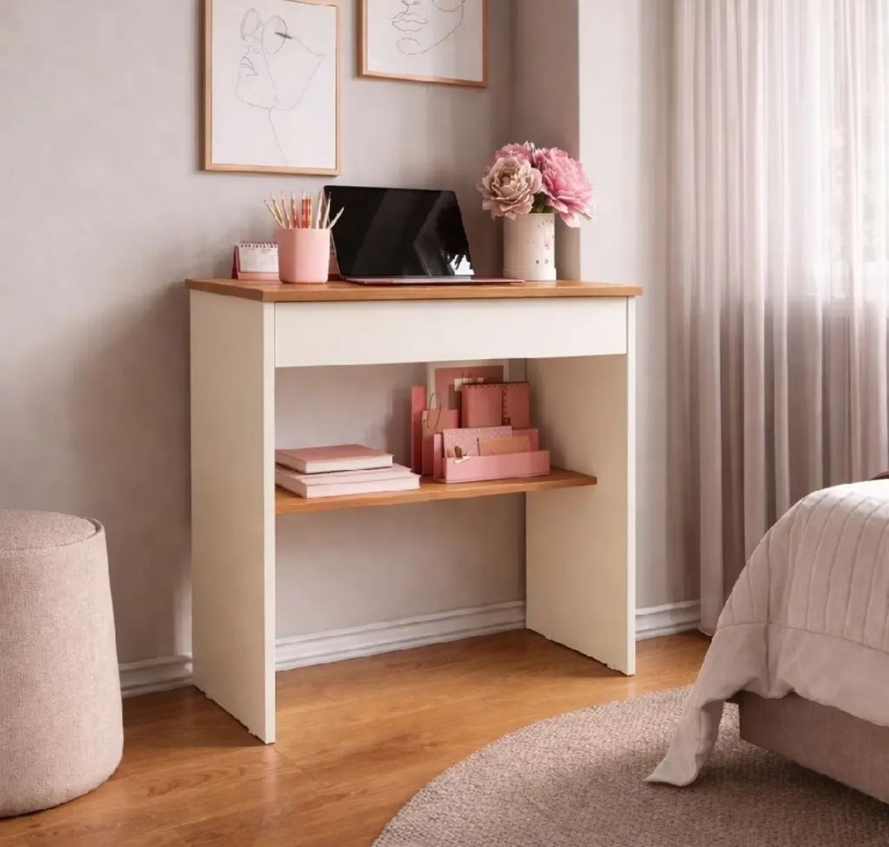escrivaninha compacta e multiuso é ideal para home office, estudos ou penteadeira - Foto 4