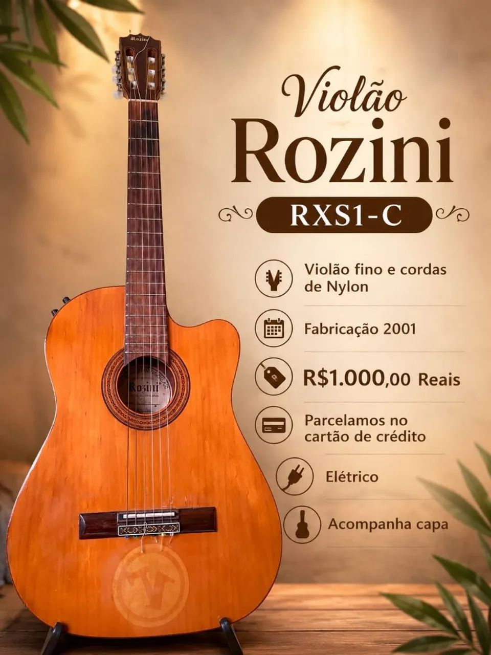Violão rosini elétrico  - Foto 3