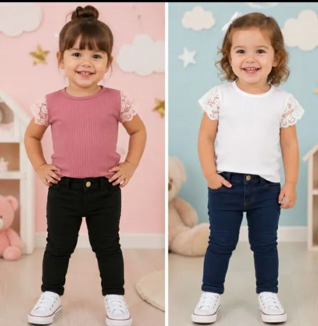 BLUSINHA INFANTIL CANELADA COM MANGA  RENDA - Foto 3