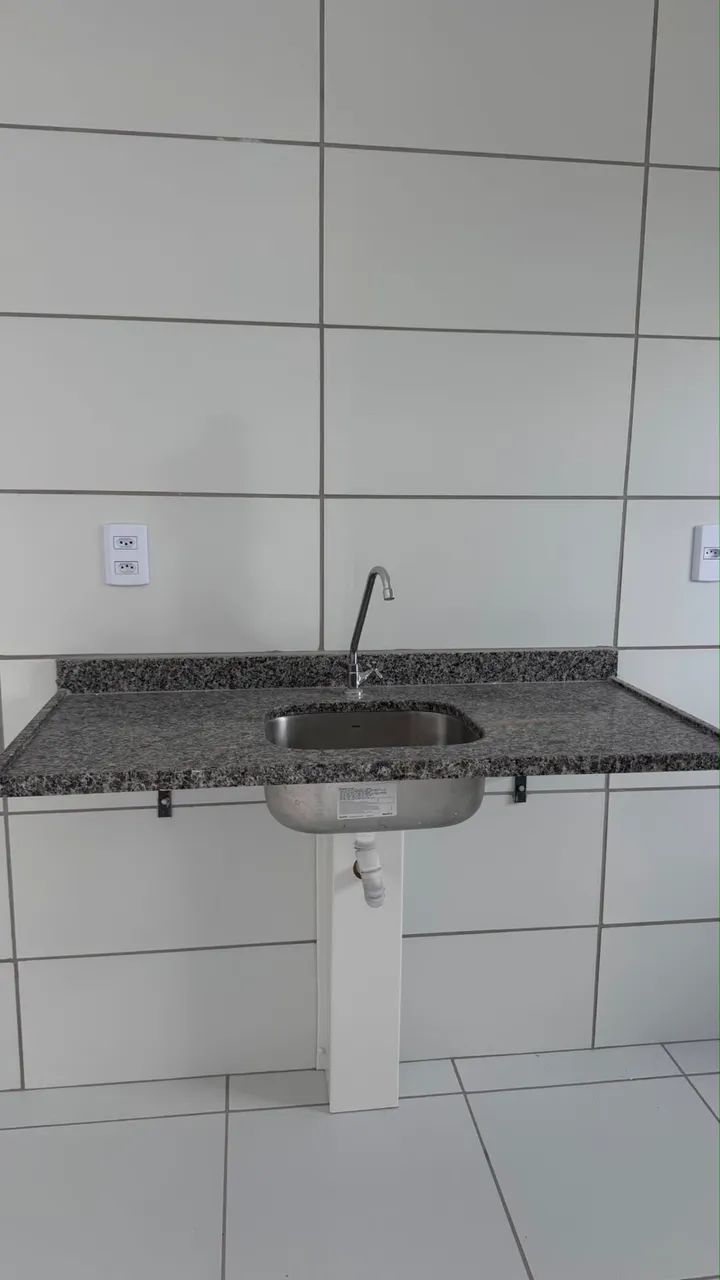 PIA DE GRANITO 120x60 COM CUBA INOX E TORNEIRA