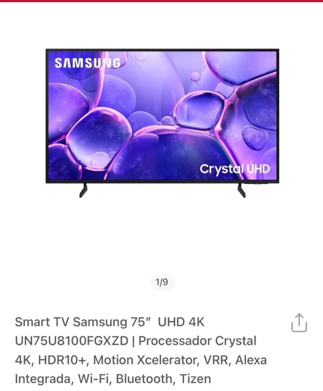 TV SAMSUNG CRISTAL UHD 75 polegadas (na caixa, nunca usada) - Foto 2