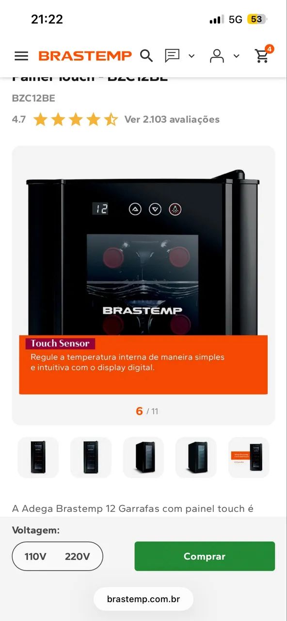 ADEGA BRASTEMP 12 GARRAFAS 127v NOVA - Foto 4