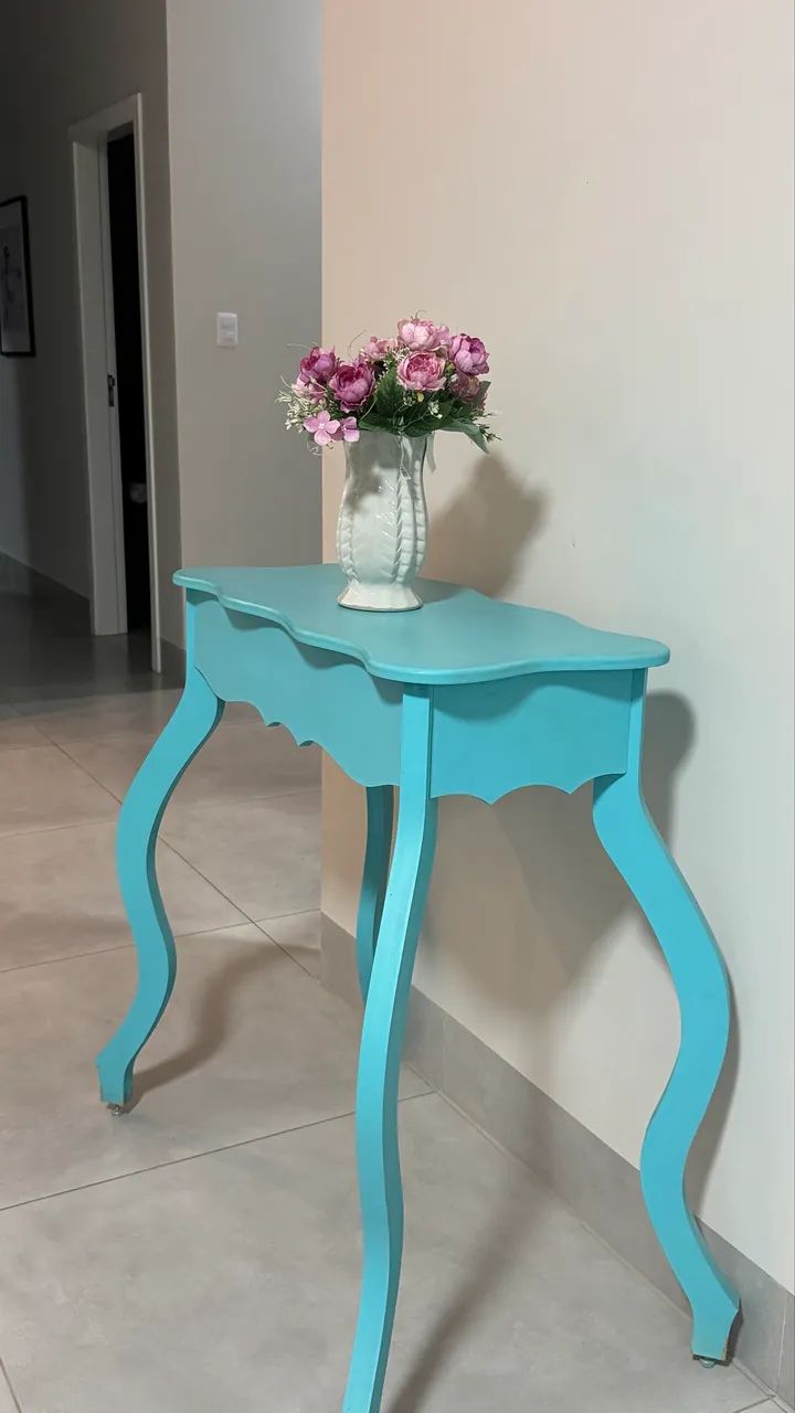 Mesa rústica aparador azul turquesa 