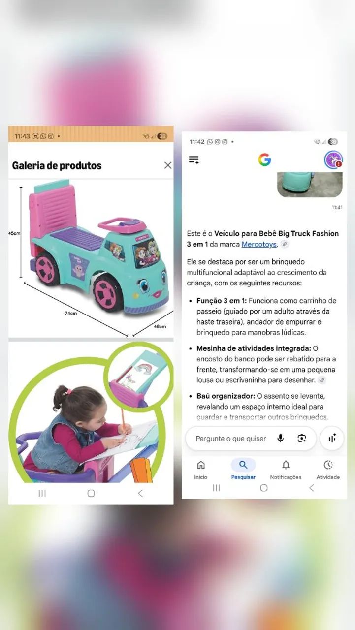 Carrinho passeio infantil com empurrador  - Foto 3