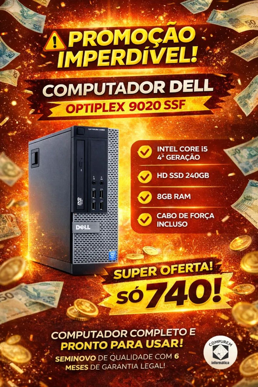 Computador Desktop Dell 9020 Core i5 4° + 8 gb + ssd 240