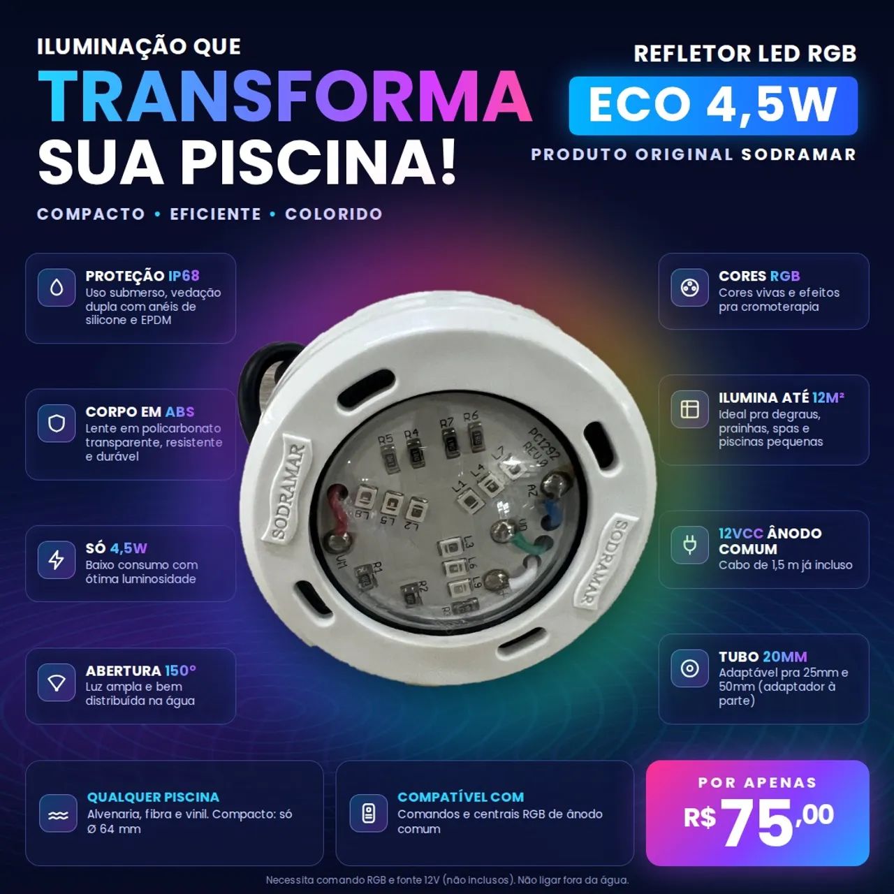 Refletor Para Piscina SODRAMAR 