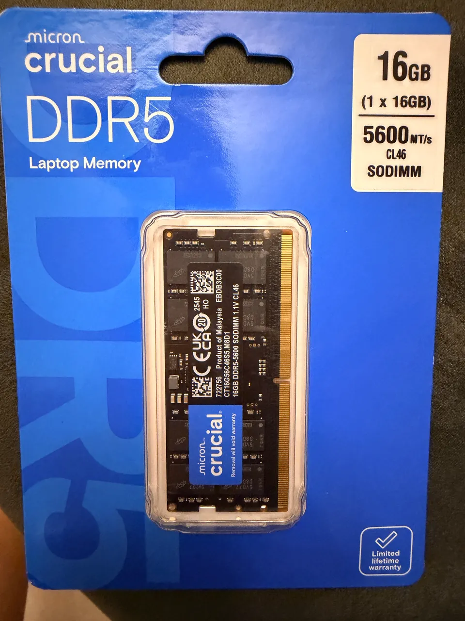 16GB RAM DDR5 5600 Mhz Crucial Notebook - Alta Performance e