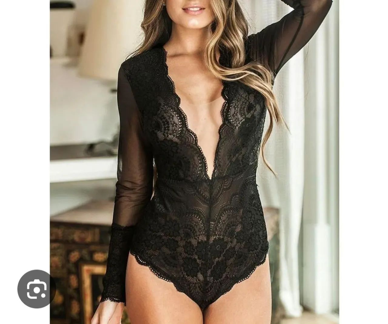 Body Duloren Renda Honey Bee Feminino - Preto - Foto 2