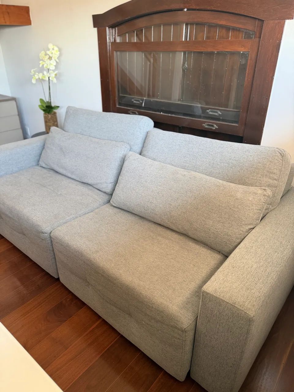 Sofá luxo de linho reclinável cama cinza 
