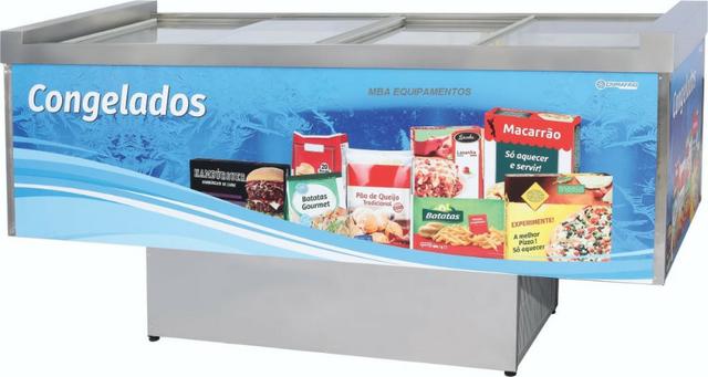 Ilha 2,0m para Congelados Vidro reto, Freezer Horizontal, Balcão Refrigerado Chimafrio