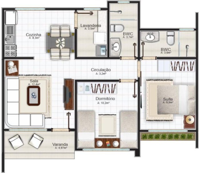 Construção de casa com 2 quartos, sendo 1 suite, de laje, 70m2, R$ 83.900+frete