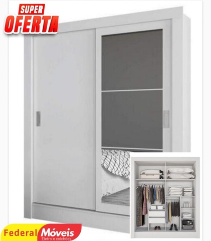 Guarda roupa solteiro 2 portas espelho Bavária - novo - frete grátis 