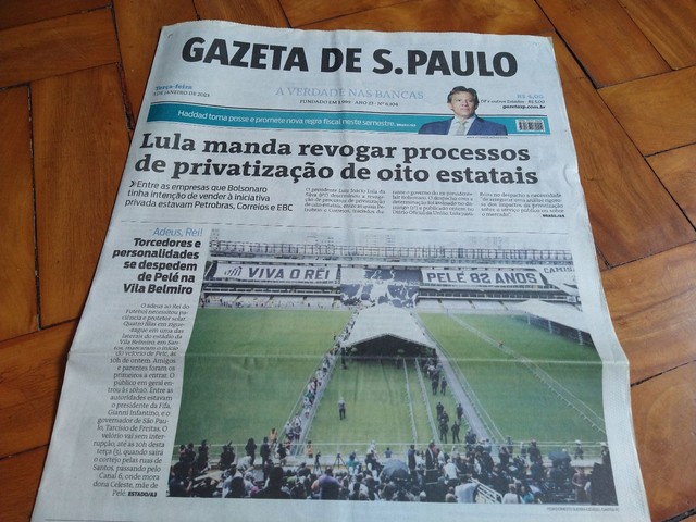 Jornal Gazeta de SP - Velório Pelé (03/01)