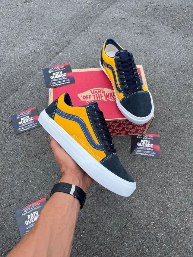 Blue and yellow sales old skool vans