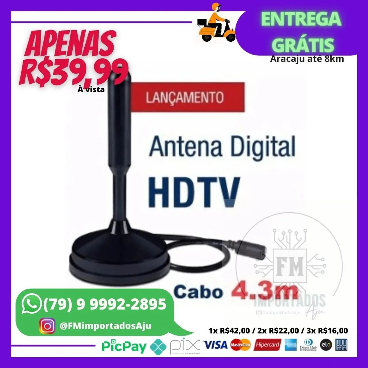 Antena Digital HD TV  - Novo / Entrega Grátis Aju 8km