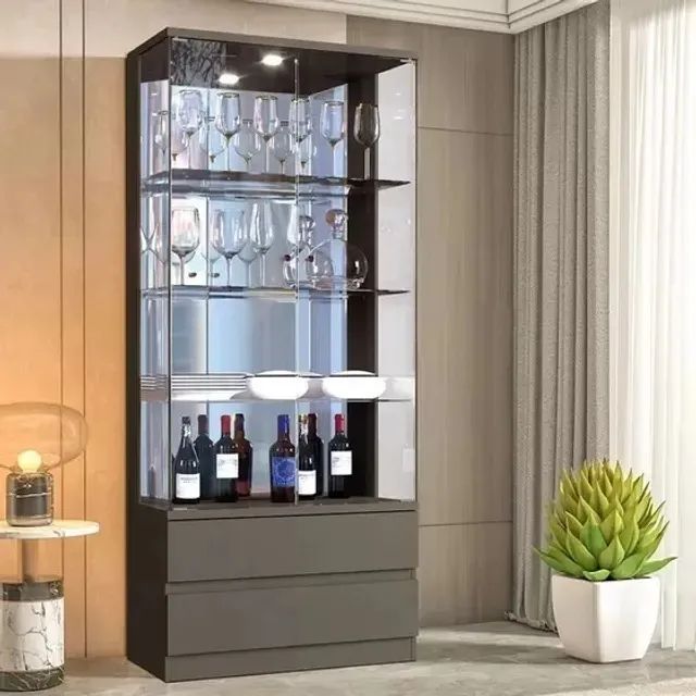 Cristaleira Luxo 2 Gavetas Com LED. São Produtos Novos Direto da Fábrica P/Sua Casa!