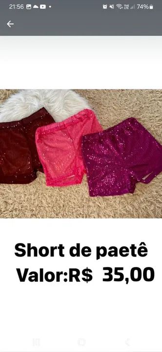 Short Paetê Rosa - Foto 3