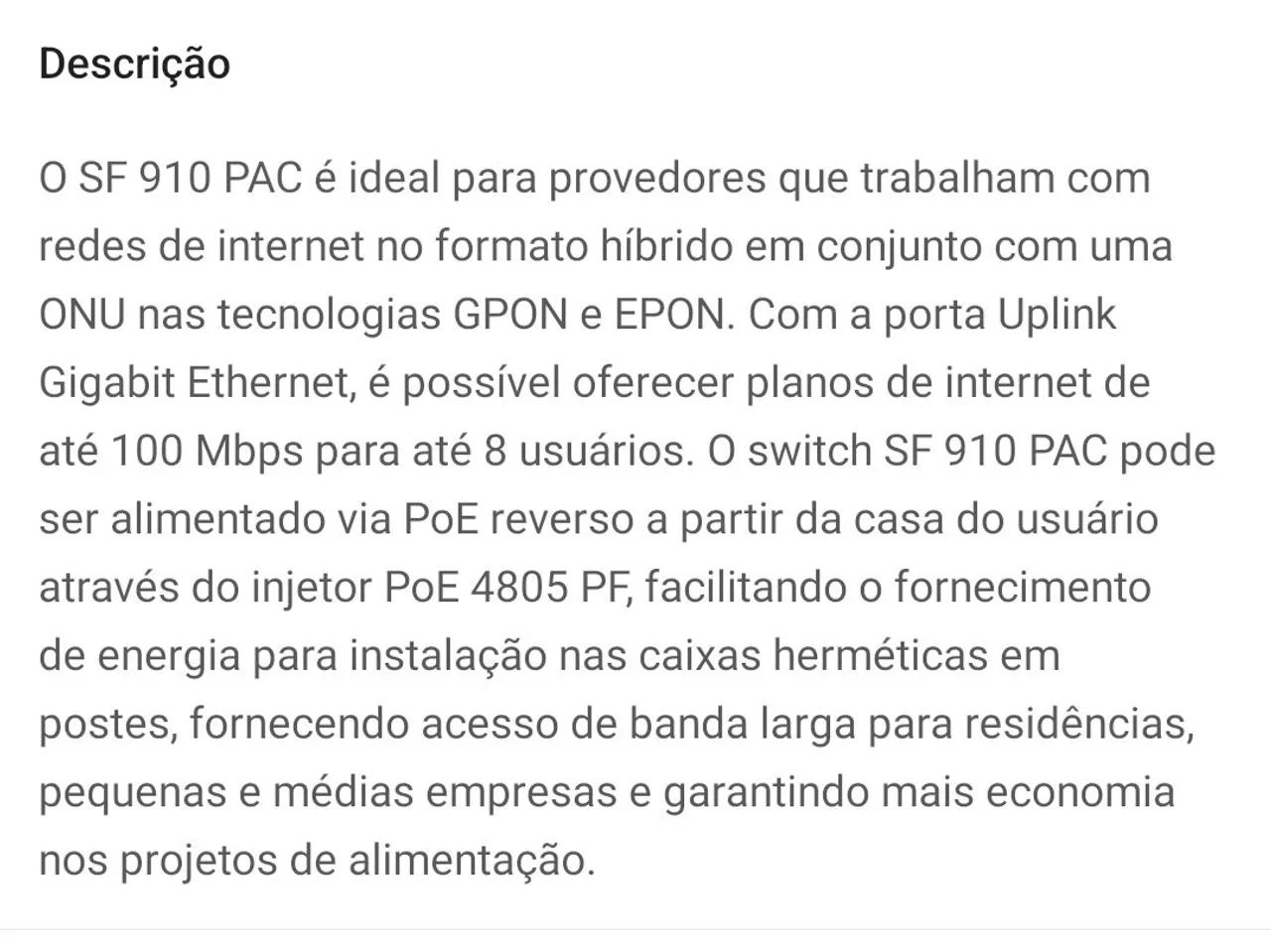 Switch SF910 POE Intelbras  - Foto 2