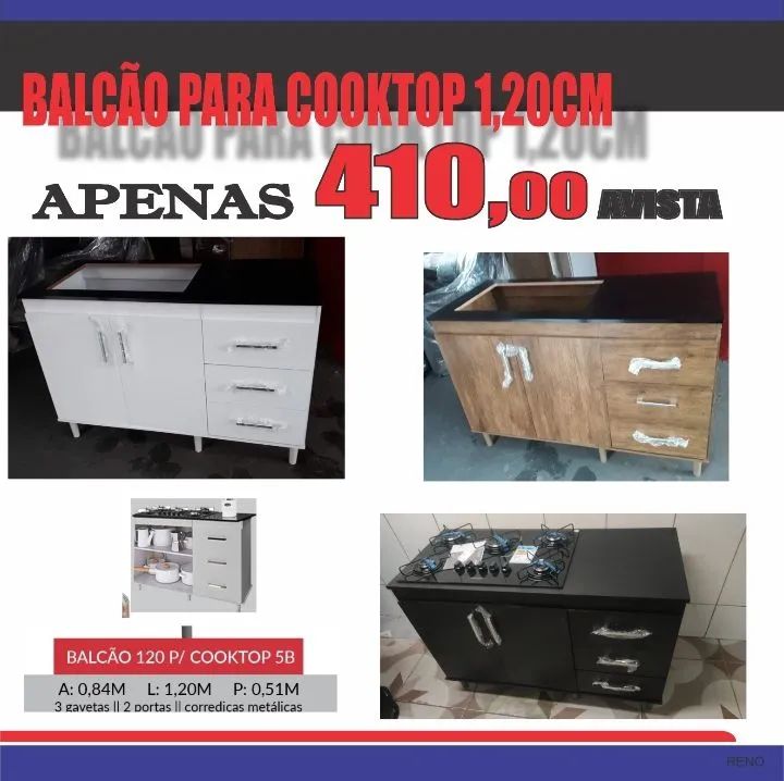 BALCÃO PARA COOKTOP 1.20 DIRETO DE FÁBRICA 