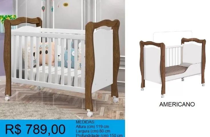 Berço estilo colonial - Entrega e montagem gratis