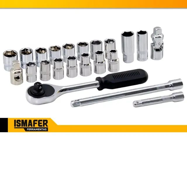 Jogo De Chaves Catraca Reversível  Sextavado 10 A 32mm 1/2pol 22pcs Titanium - Foto 3