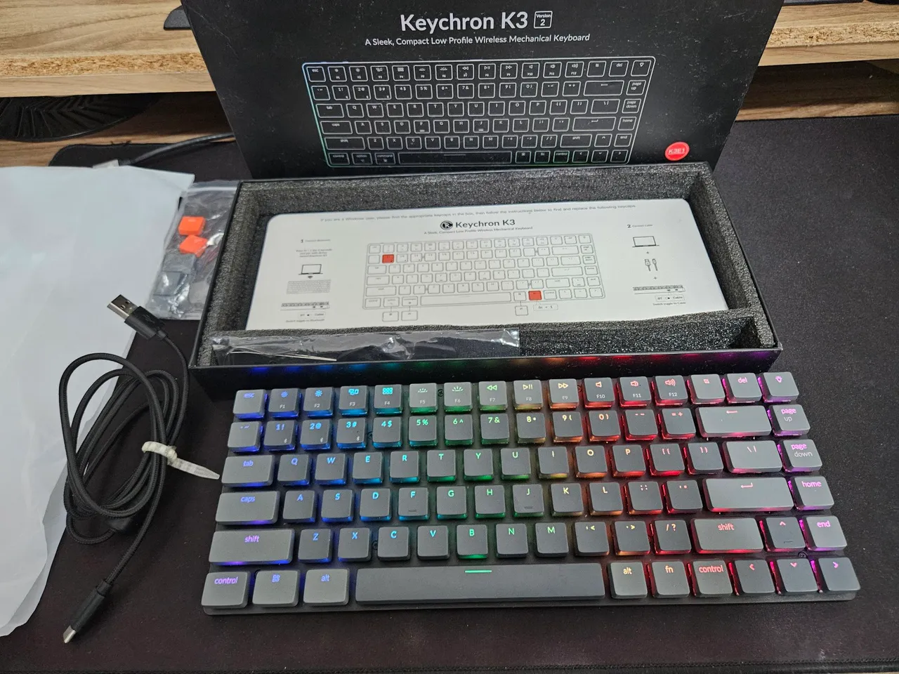 Teclado Mecânico Keychron K3V2 RGB - SWITCH RED 75%
