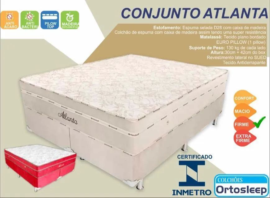 Cama box Queen size com colchão firme 