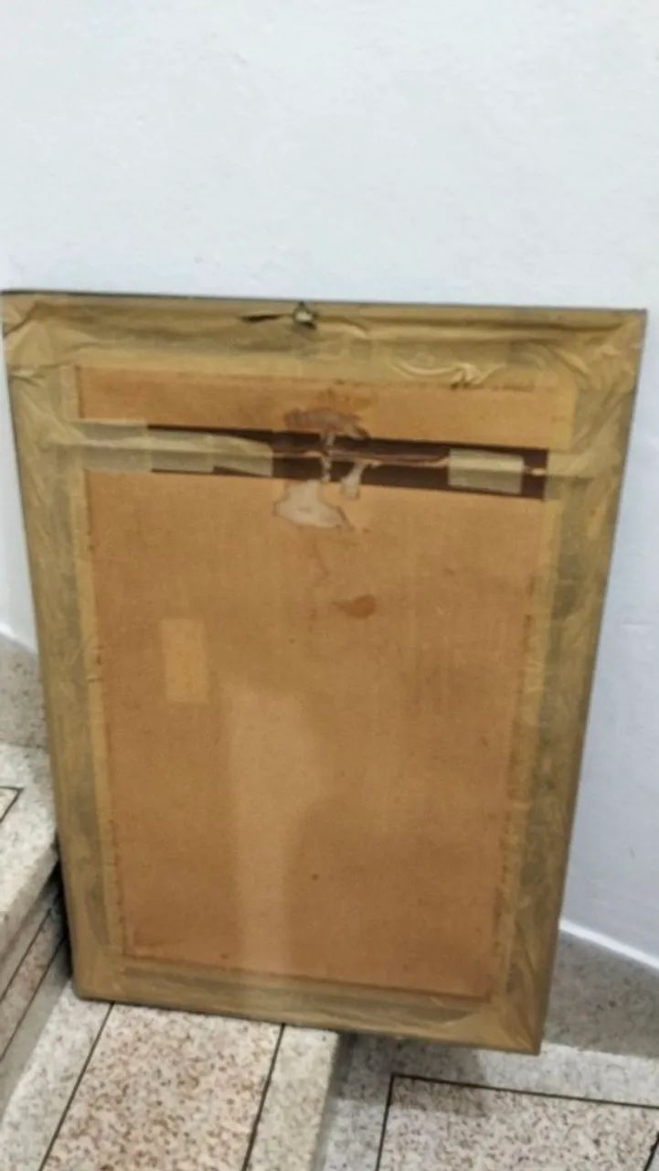 Kit com 2 Quadros Antigos Pintados a Óleo  - Foto 5