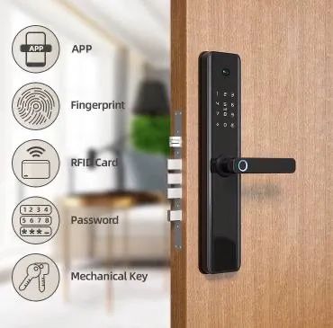 Fechadura de porta inteligente eletrônica digital Wi-Fi com câmera biometria sem fio - Foto 4