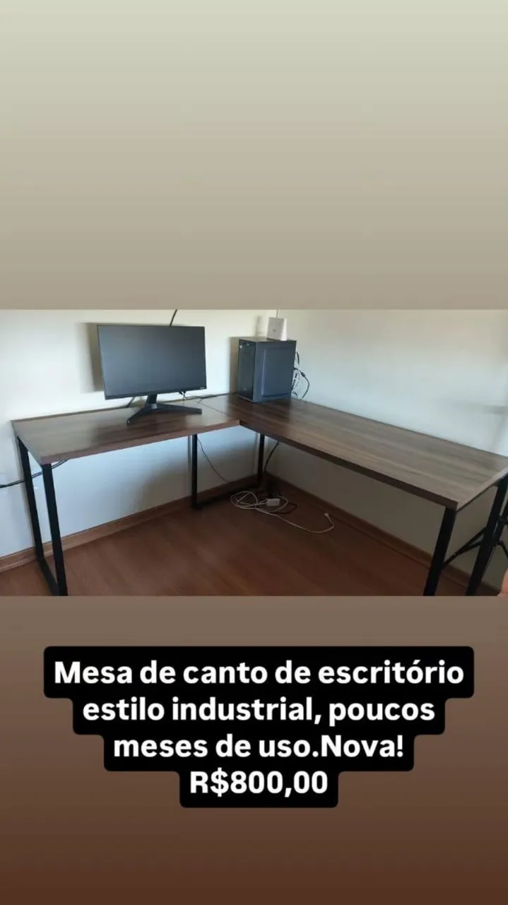 Escrivaninha de canto industrial, nova!