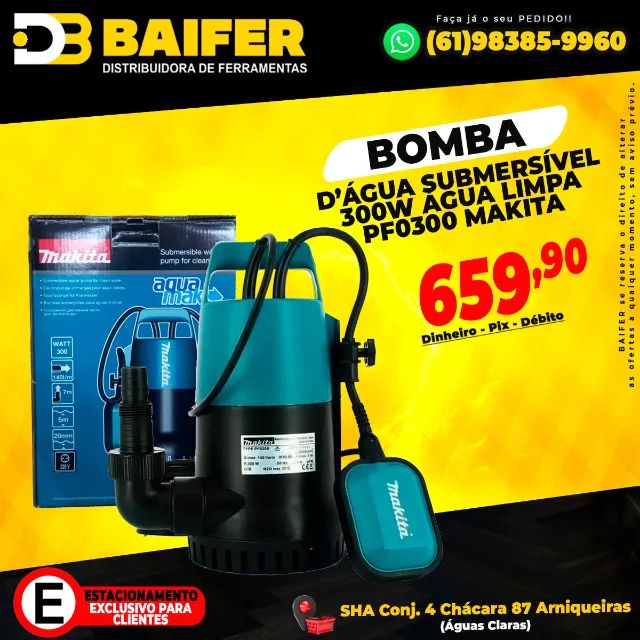 Bomba Dágua Elétrica 300w Pf0300 Makita