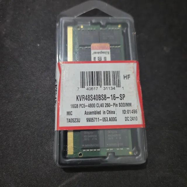 Memória KINGSTON 16GB DDR5 4800MHz CL40 260-Pin SODIMM