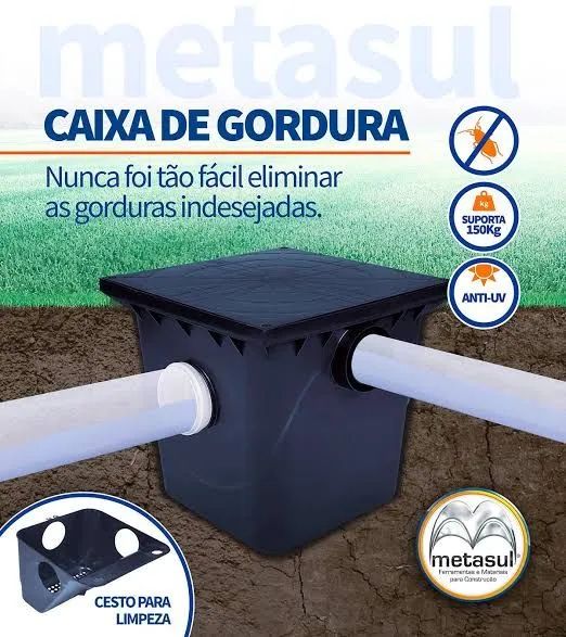 Instalação e limpeza de caixa de gordura 