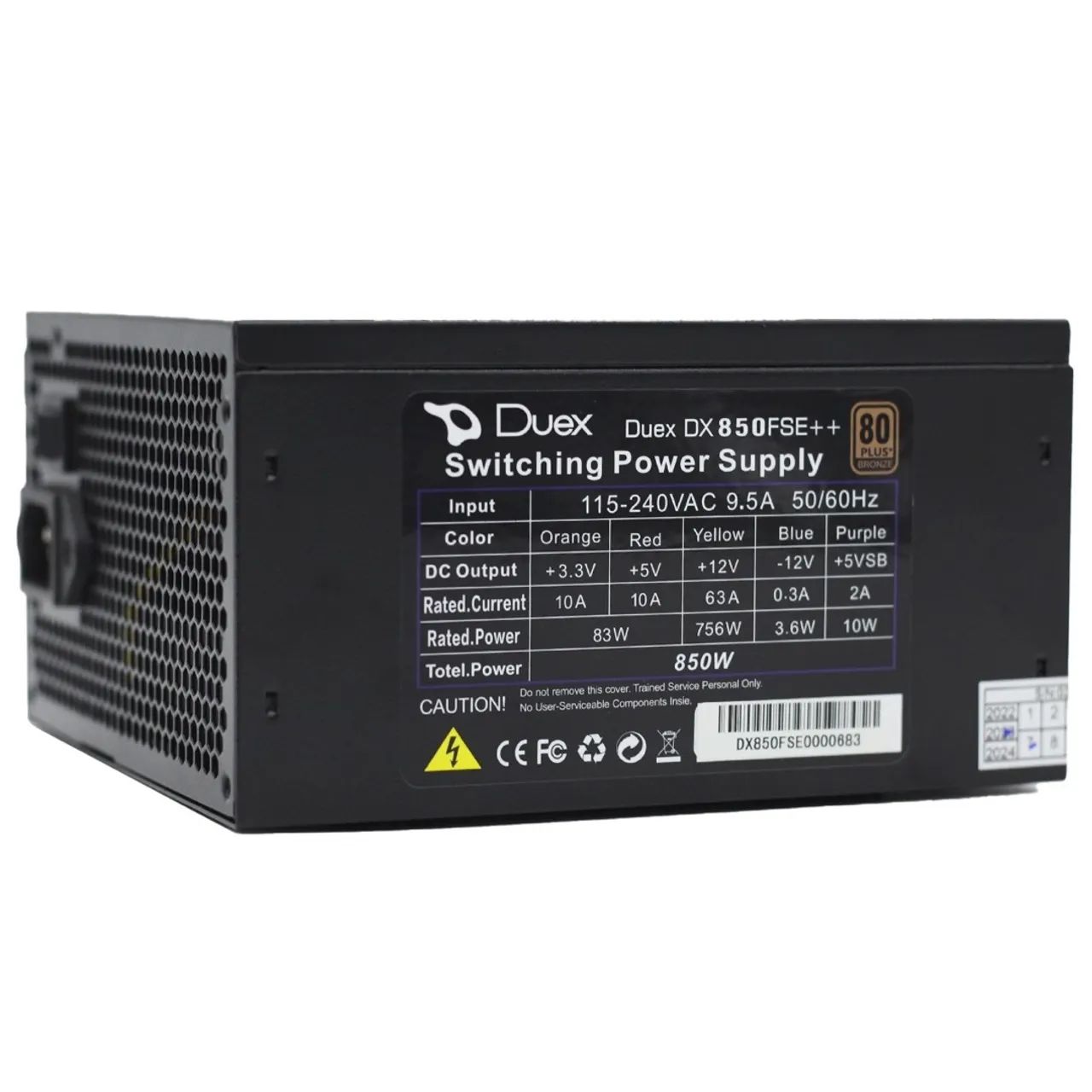 Fonte Duex 850W 80 Plus Bronze PFC Ativo  - Foto 3